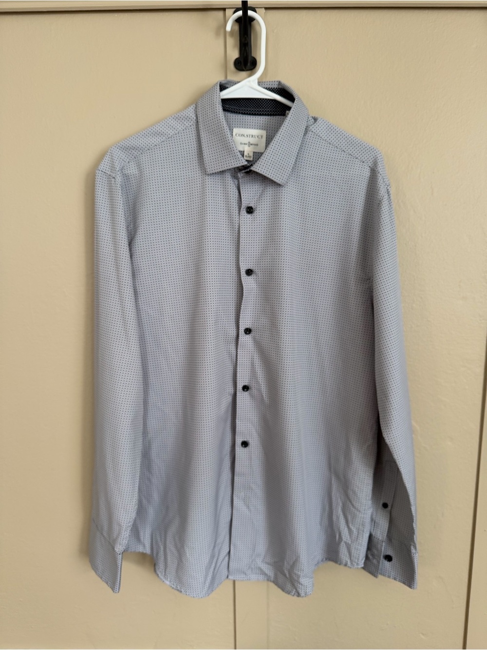 Construct Light Gray Micro-Pattern Dress Shirt